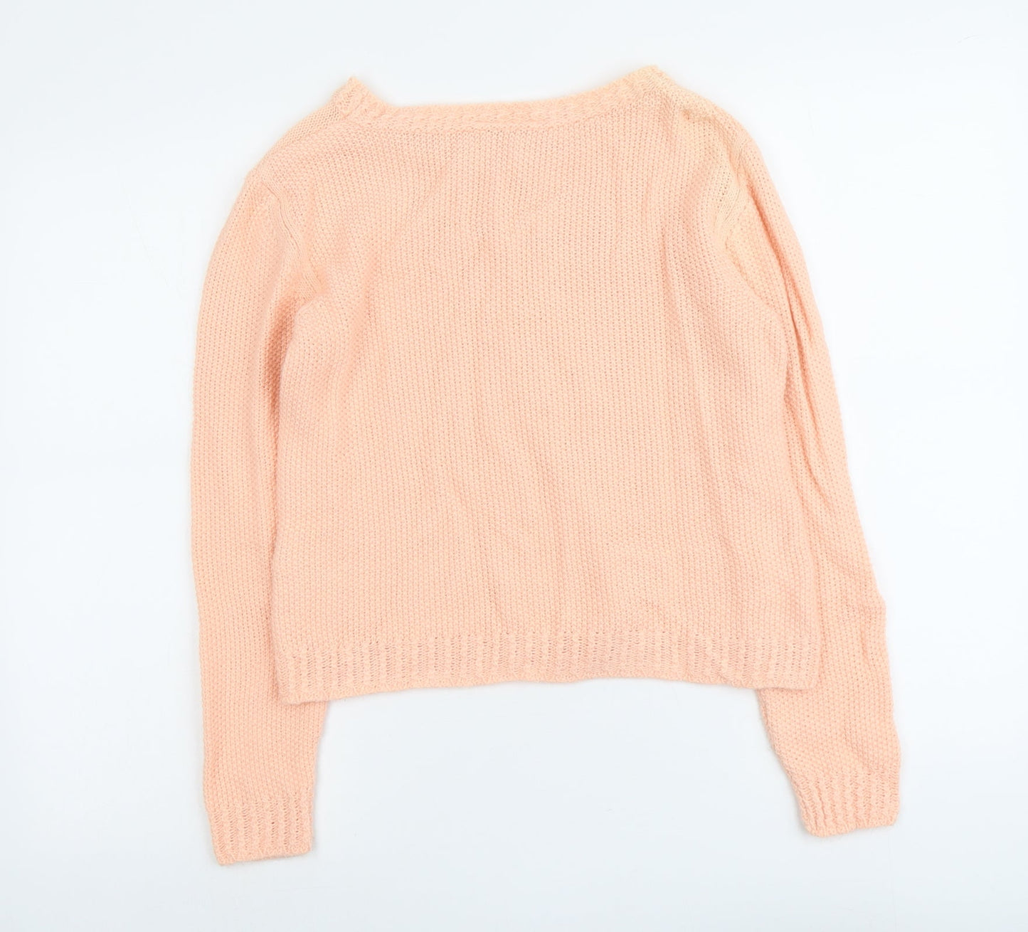 Miss Selfridge Womens Orange Round Neck Acrylic Pullover Jumper Size 14
