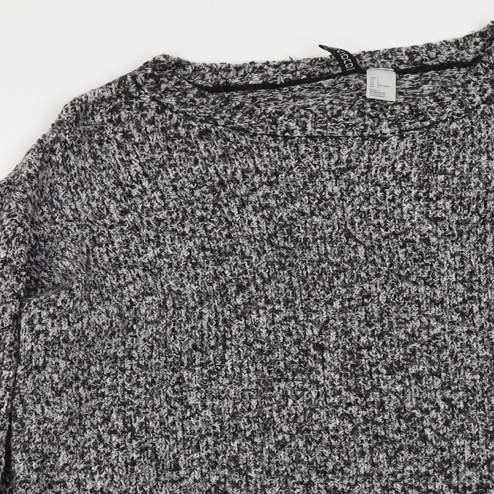 H&M Womens Grey Round Neck Acrylic Pullover Jumper Size L