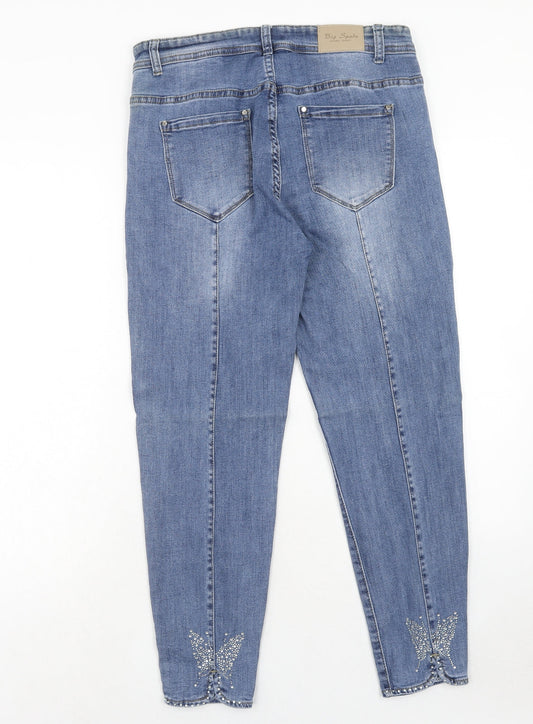 Big Spade Womens Blue Cotton Skinny Jeans Size 34 in Regular Zip