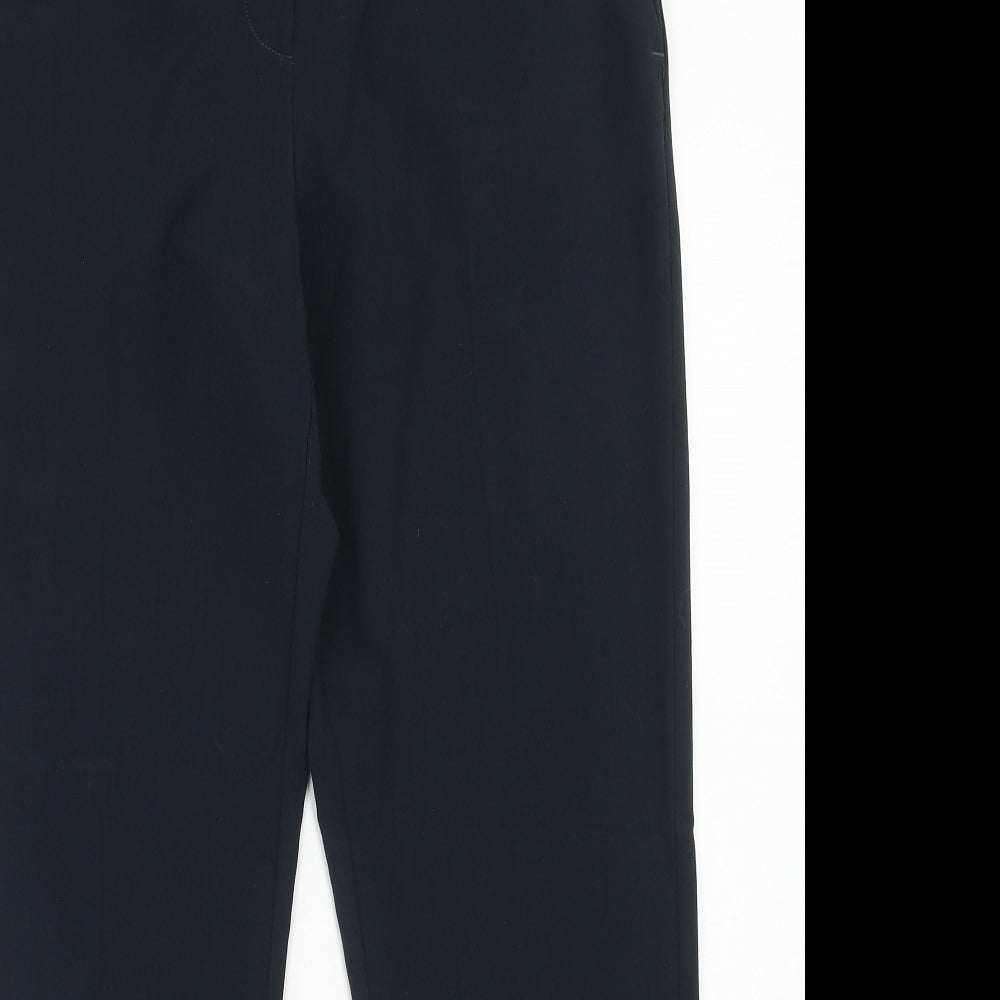 BHS Womens Blue Polyester Trousers Size 14 Regular Hook & Eye