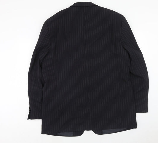 SMITHYS Mens Black Striped Wool Jacket Suit Jacket Size 44 Regular