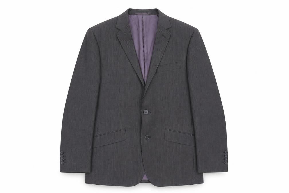 F&F Mens Grey Striped Polyester Jacket Suit Jacket Size 38 Regular