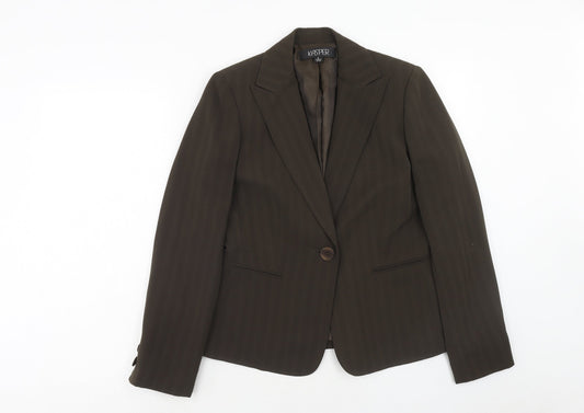Kasper Womens Brown Striped Polyester Jacket Suit Jacket Size 6