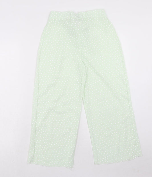 Boohoo Womens Green Polka Dot Polyester Trousers Size 8 Regular Tie