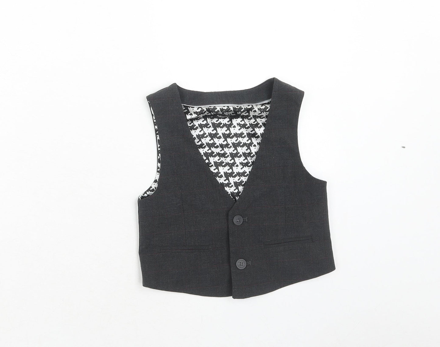 Autograph Boys Grey Check Jacket Waistcoat Size 3-4 Years Button