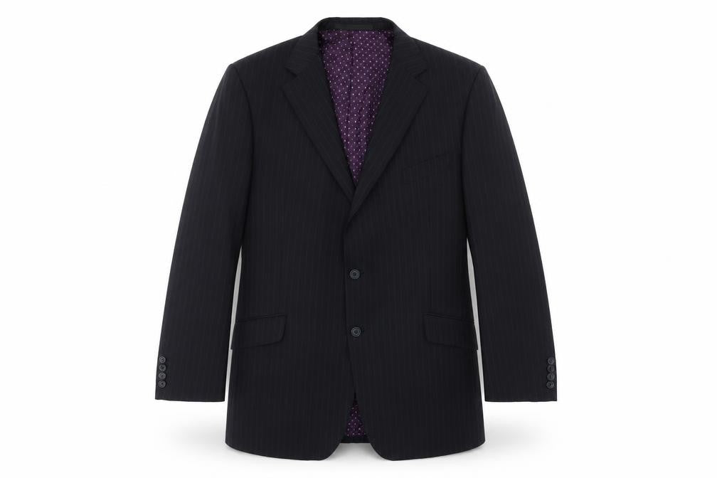 Marks and Spencer Mens Blue Striped Wool Jacket Suit Jacket Size 46 Regular