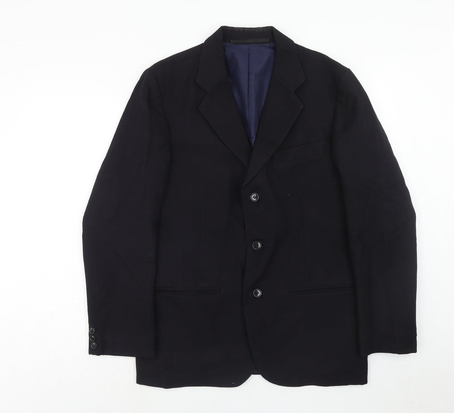 Preworn Mens Blue Polyester Jacket Suit Jacket Size 40 Regular