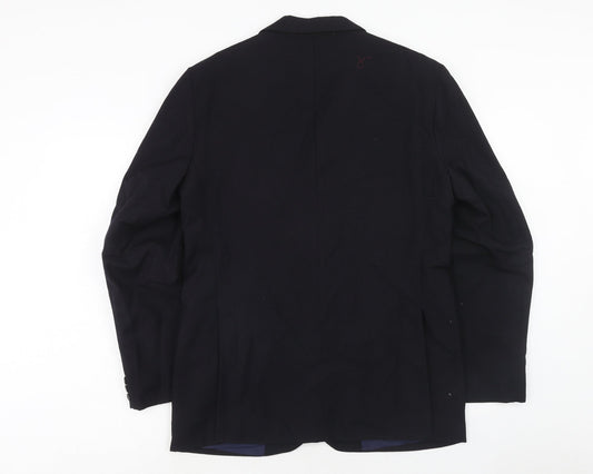Preworn Mens Blue Polyester Jacket Suit Jacket Size 40 Regular