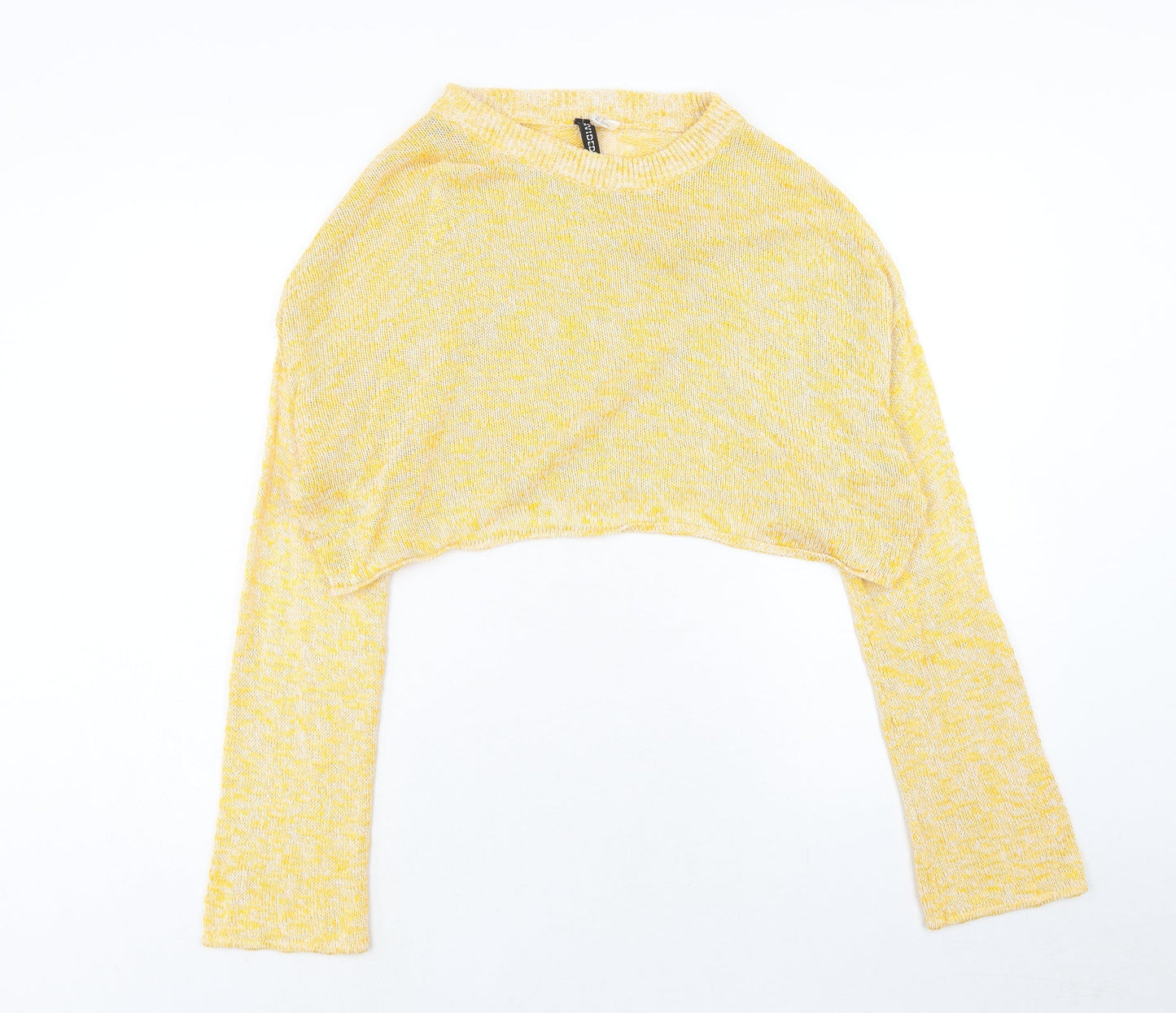 H&M Womens Yellow Round Neck Cotton Pullover Jumper Size S