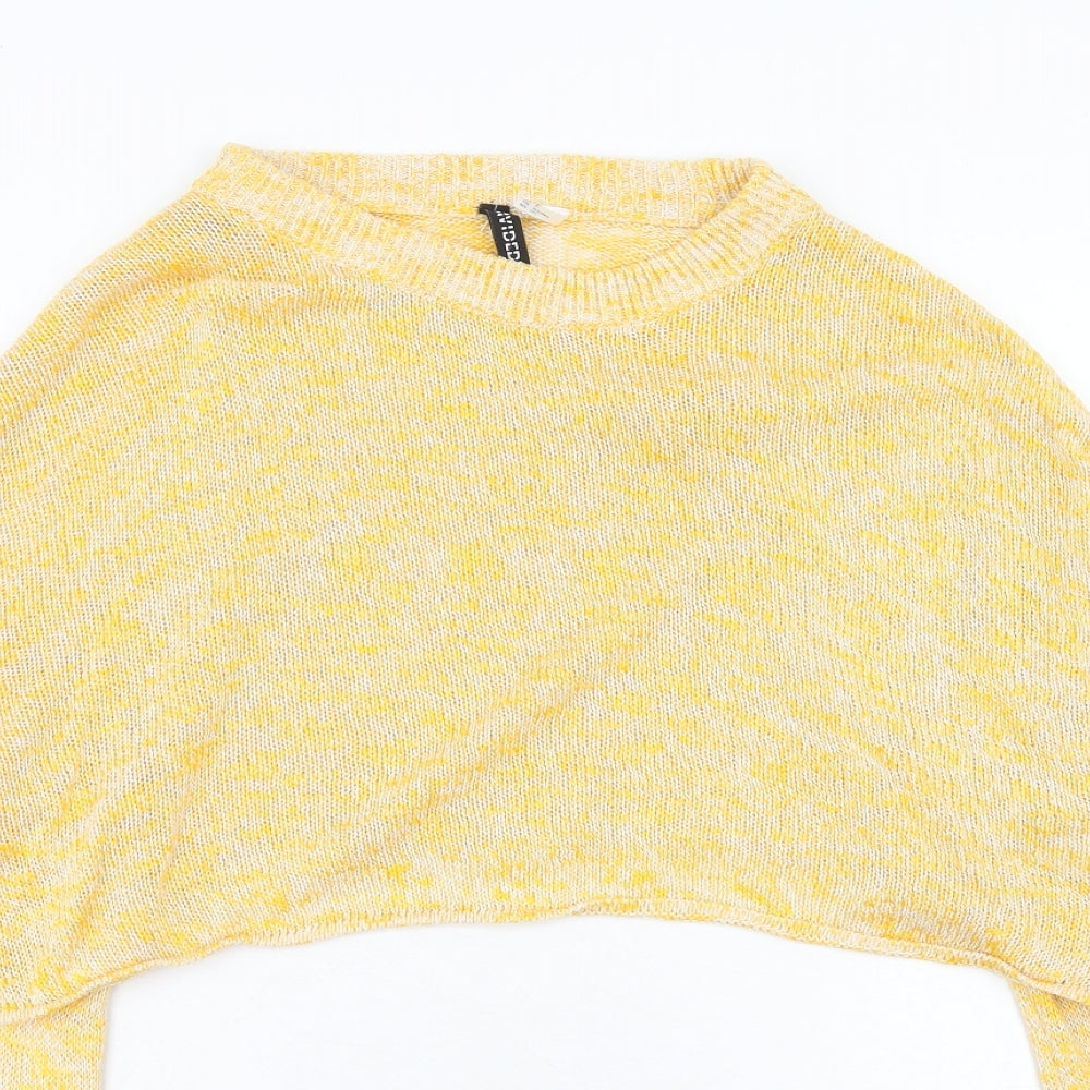H&M Womens Yellow Round Neck Cotton Pullover Jumper Size S