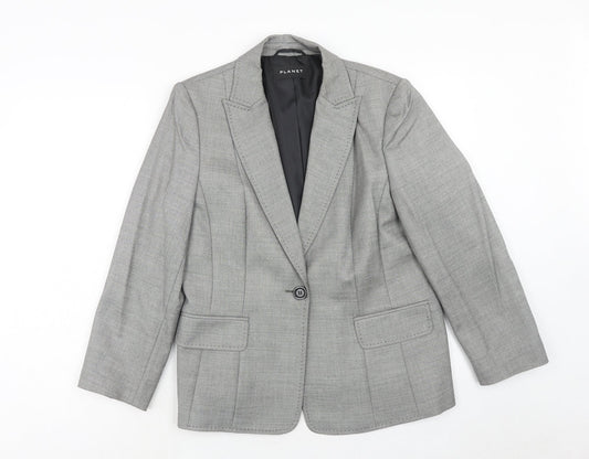 Planet Womens Grey Viscose Jacket Blazer Size 14