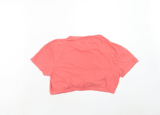 Brave Soul Womens Pink Cotton Cropped T-Shirt Size S Round Neck - Duvet World Tour