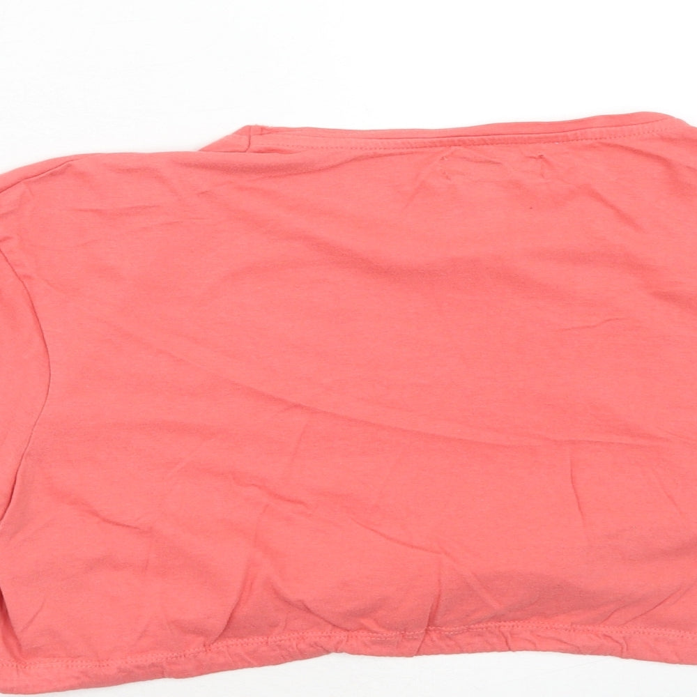 Brave Soul Womens Pink Cotton Cropped T-Shirt Size S Round Neck - Duvet World Tour