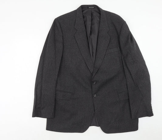 St.Micheal Mens Grey Striped Wool Jacket Suit Jacket Size 44 Regular