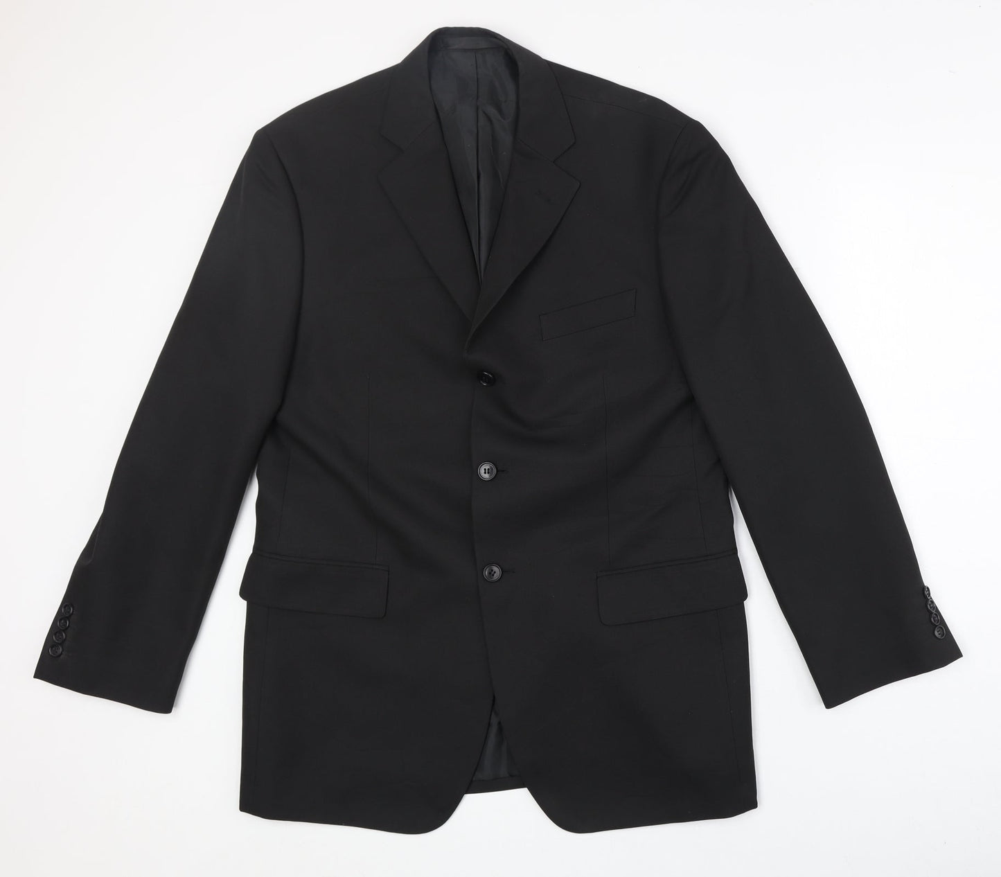 marks Mens Black Polyester Jacket Suit Jacket Size 40 Regular