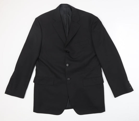 marks Mens Black Polyester Jacket Suit Jacket Size 40 Regular