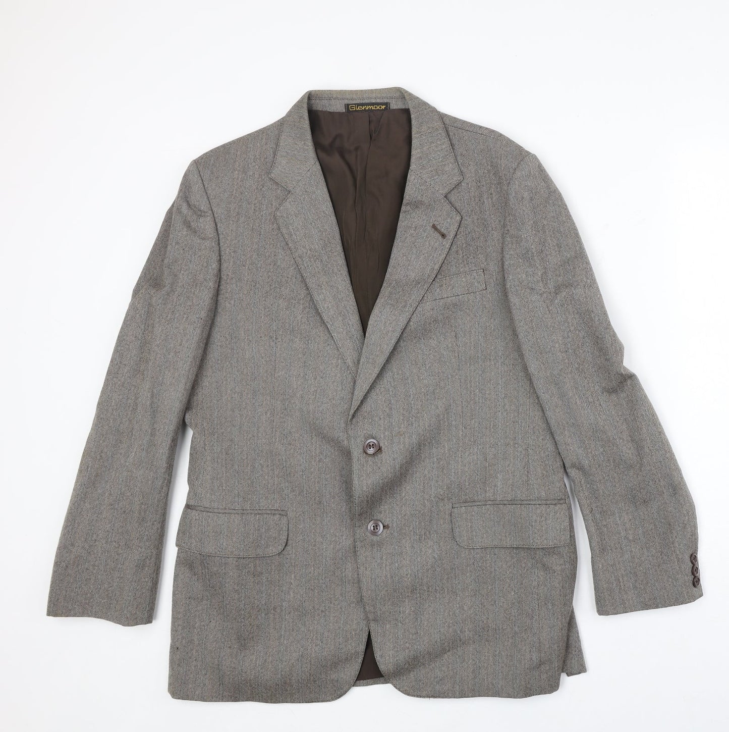 Glennmore Mens Grey Wool Jacket Suit Jacket Size 40 Regular