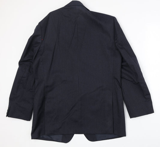 Centar Mens Blue Striped Wool Jacket Suit Jacket Size 42 Regular