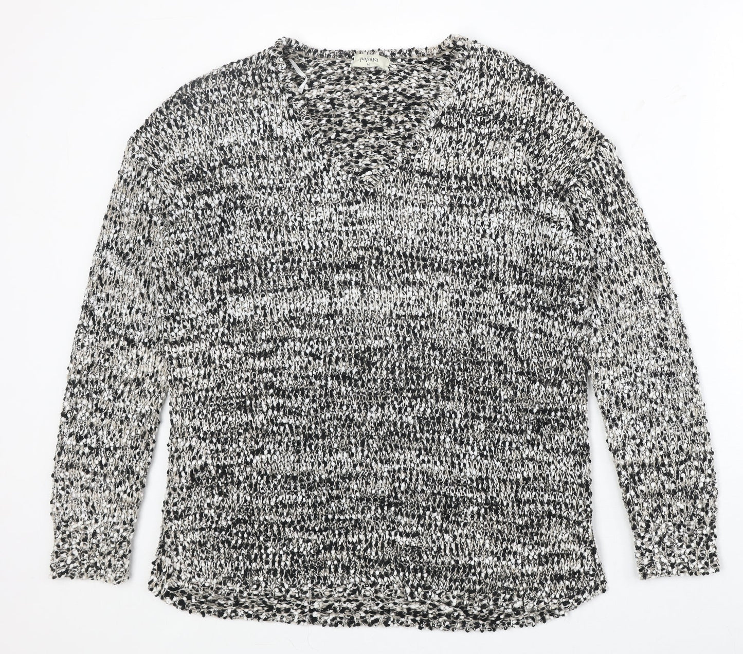 Papaya Womens Grey V-Neck Polyester Pullover Jumper Size M