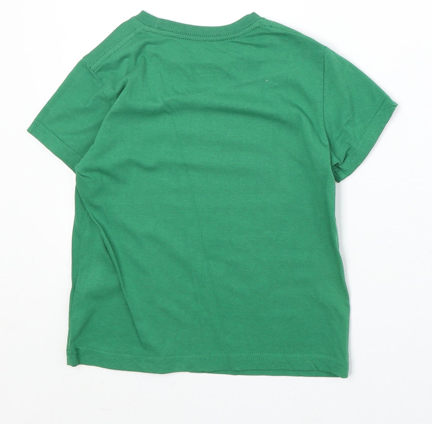 Lapsa Boys Green 100% Cotton Basic T-Shirt Size S Round Neck Pullover