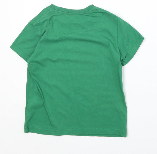 Lapsa Boys Green 100% Cotton Basic T-Shirt Size S Round Neck Pullover
