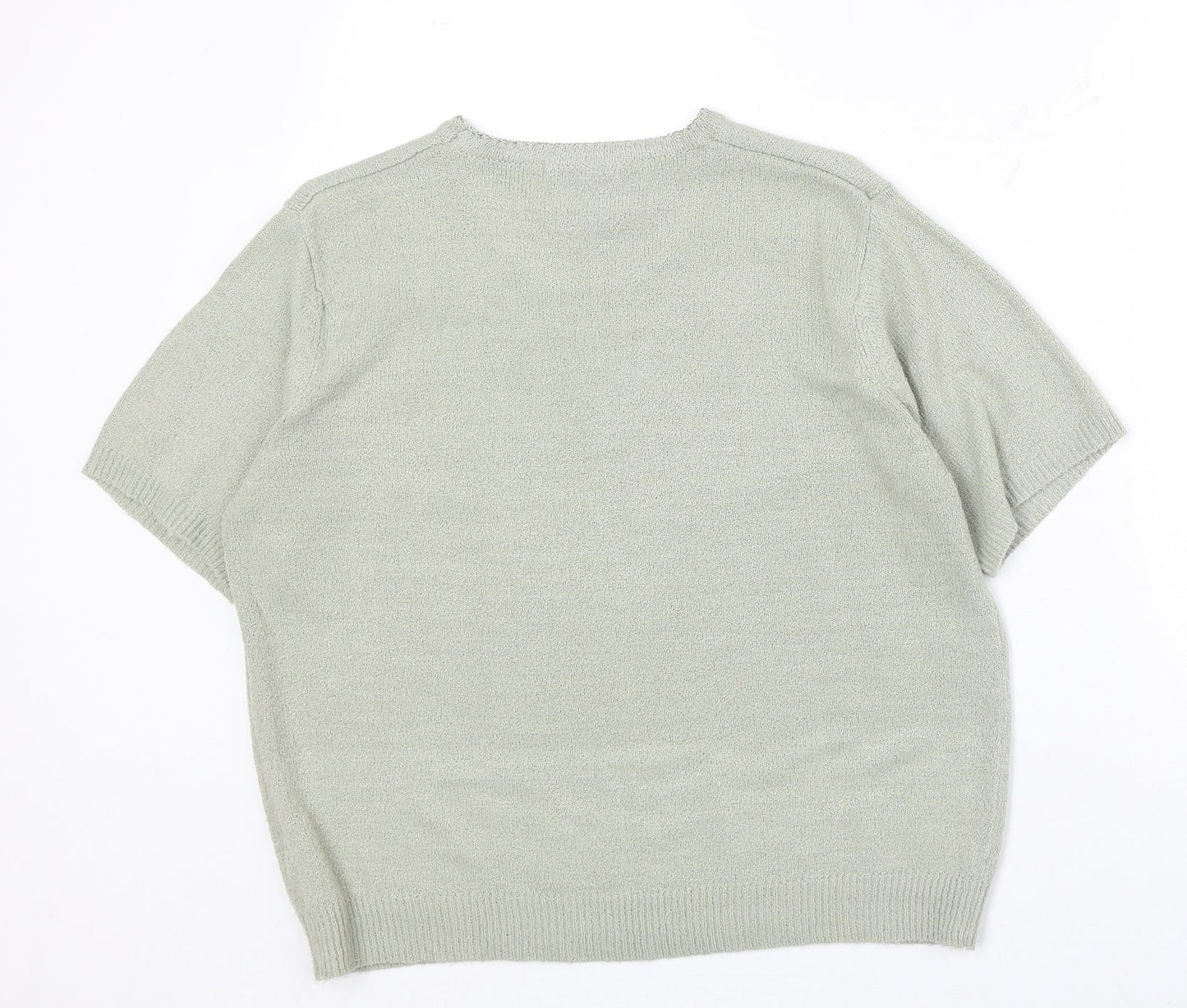 Berkertex Womens Green Round Neck Acrylic Pullover Jumper Size 14 - Floral Detail
