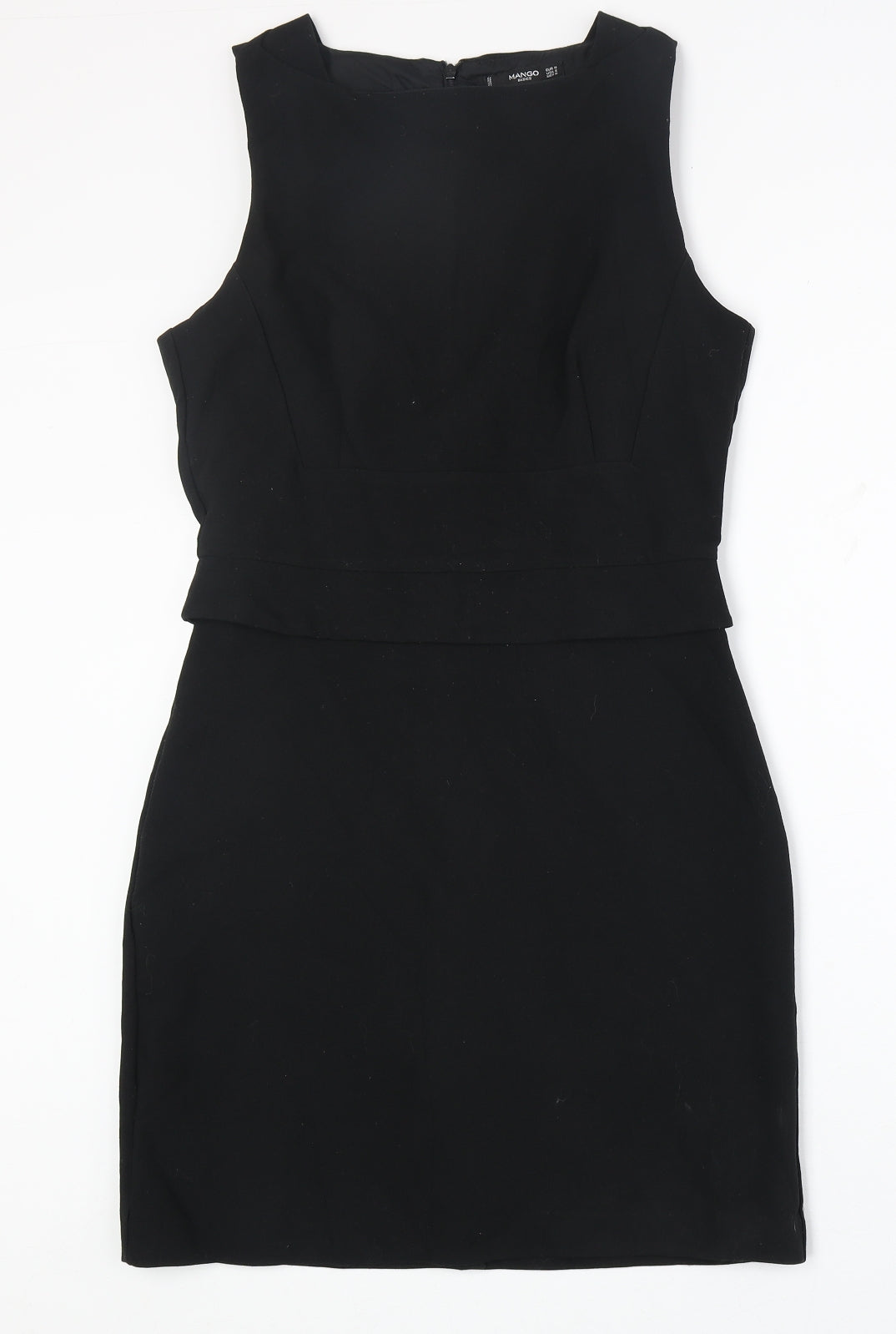 Mango Womens Black Polyester A-Line Size M Round Neck Zip