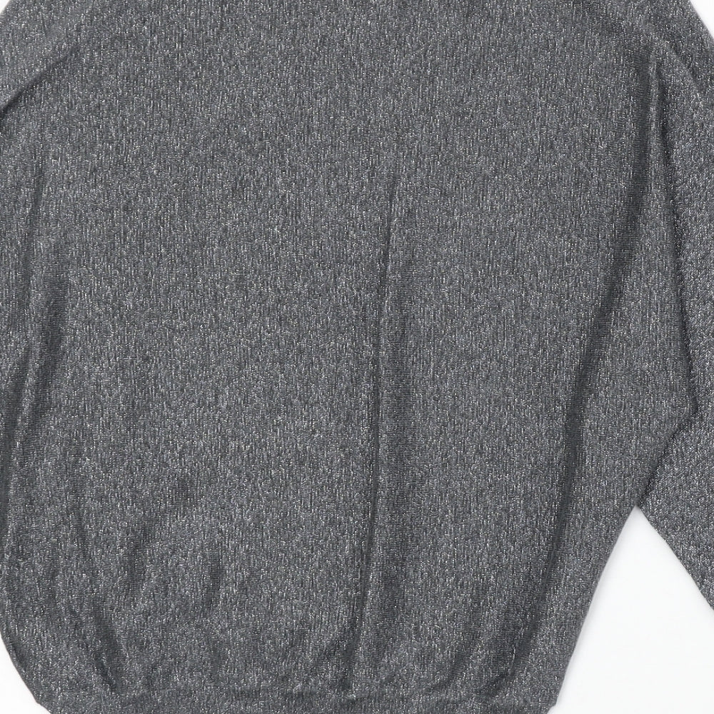 Marks and Spencer Womens Silver Round Neck Polyester Pullover Jumper Size S