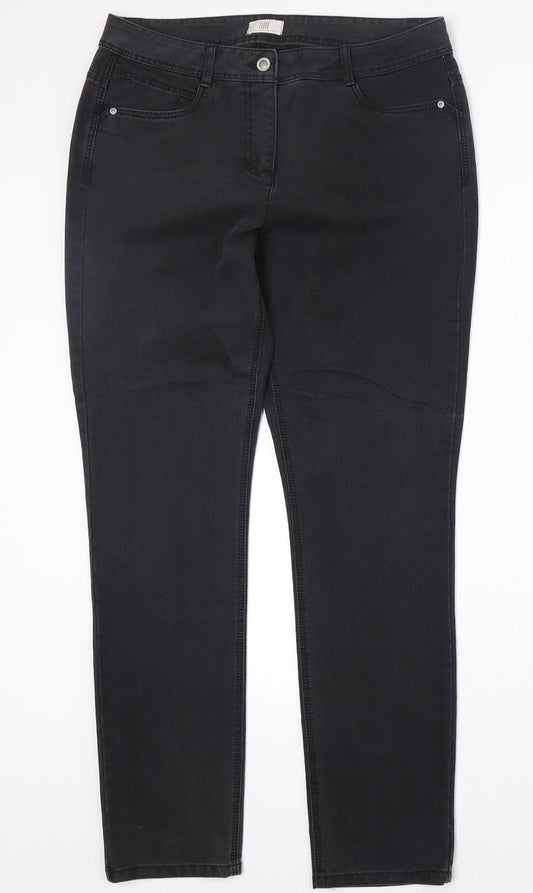 BAF Womens Black Cotton Straight Jeans Size 34 in Regular Zip