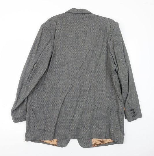 Bernard Gross Mens Grey Polyester Jacket Blazer Size 46 Regular