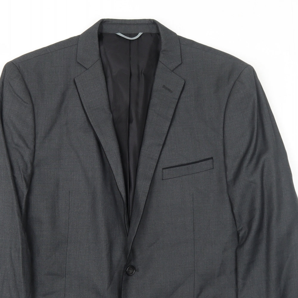 Burton Mens Grey Polyester Jacket Suit Jacket Size 42 Regular