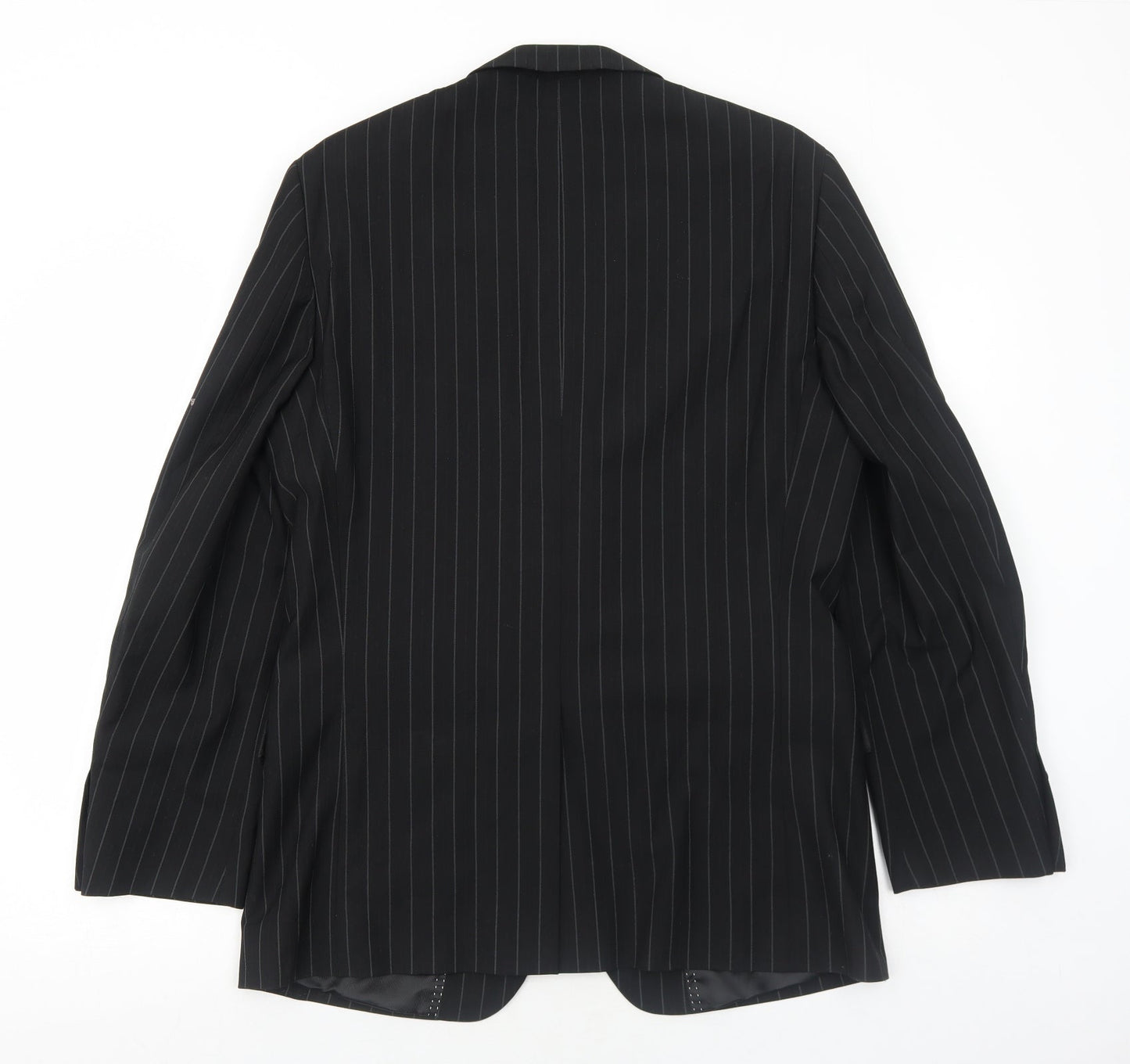 Butler and Webb Mens Black Striped Polyester Jacket Suit Jacket Size 38 Regular