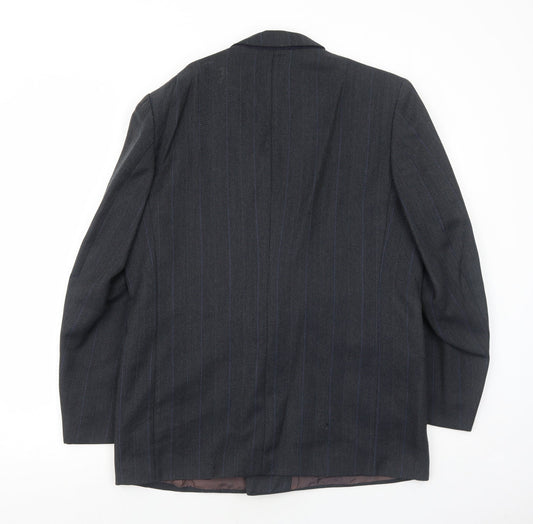 BHS Mens Grey Herringbone Polyester Jacket Suit Jacket Size 42 Regular