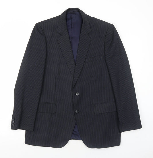 Hepworths Mens Blue Striped Polyester Jacket Suit Jacket Size 42 Regular