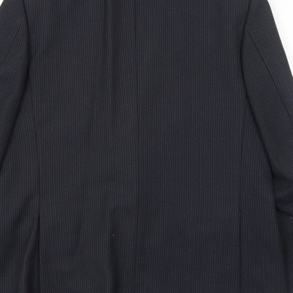 Hepworths Mens Blue Striped Polyester Jacket Suit Jacket Size 42 Regular