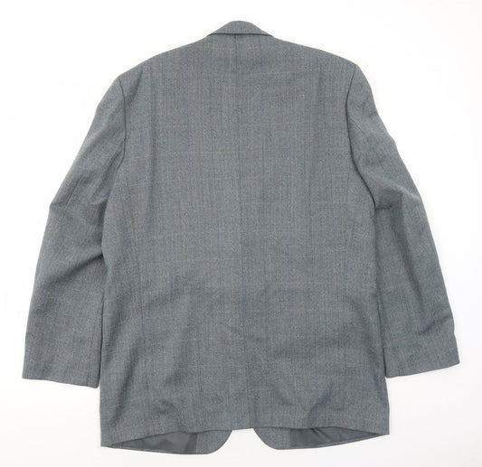 BHS Mens Grey Check Polyester Jacket Blazer Size 42 Regular
