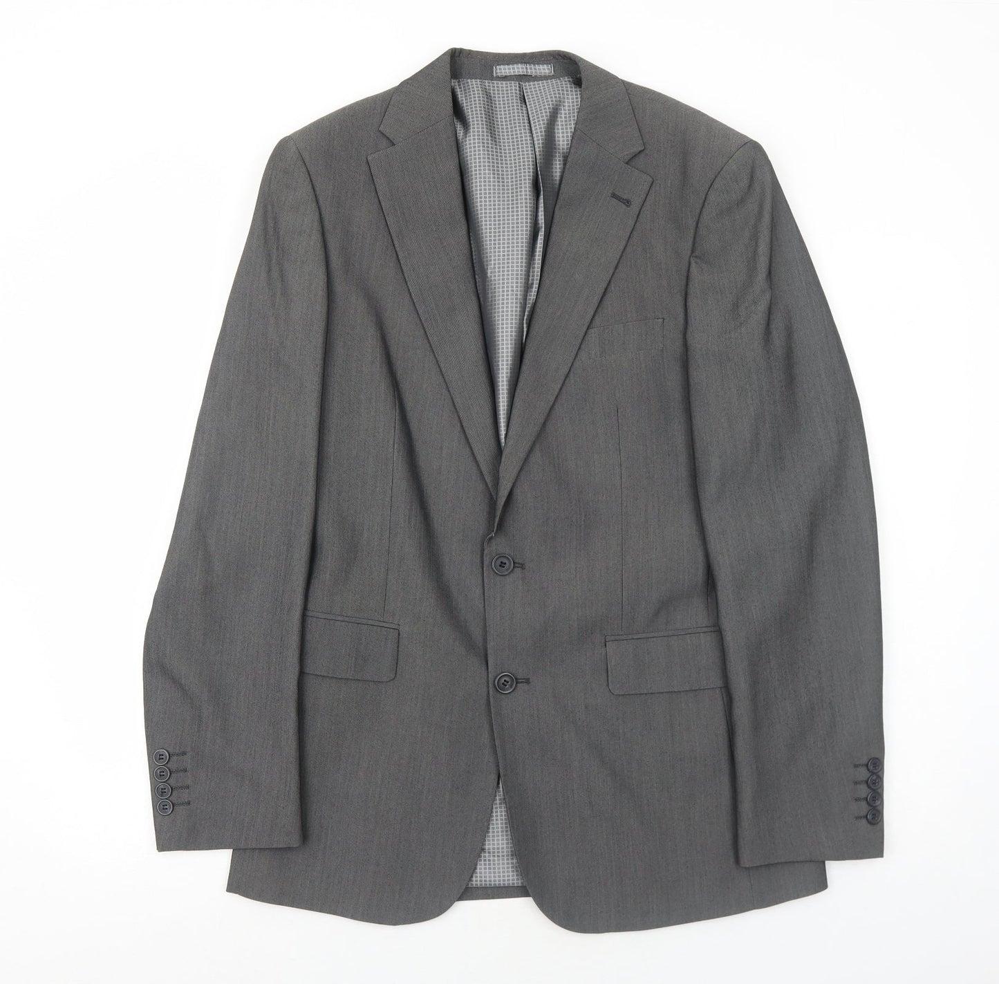 1860 Menswear Mens Grey Polyester Jacket Suit Jacket Size 38 Regular