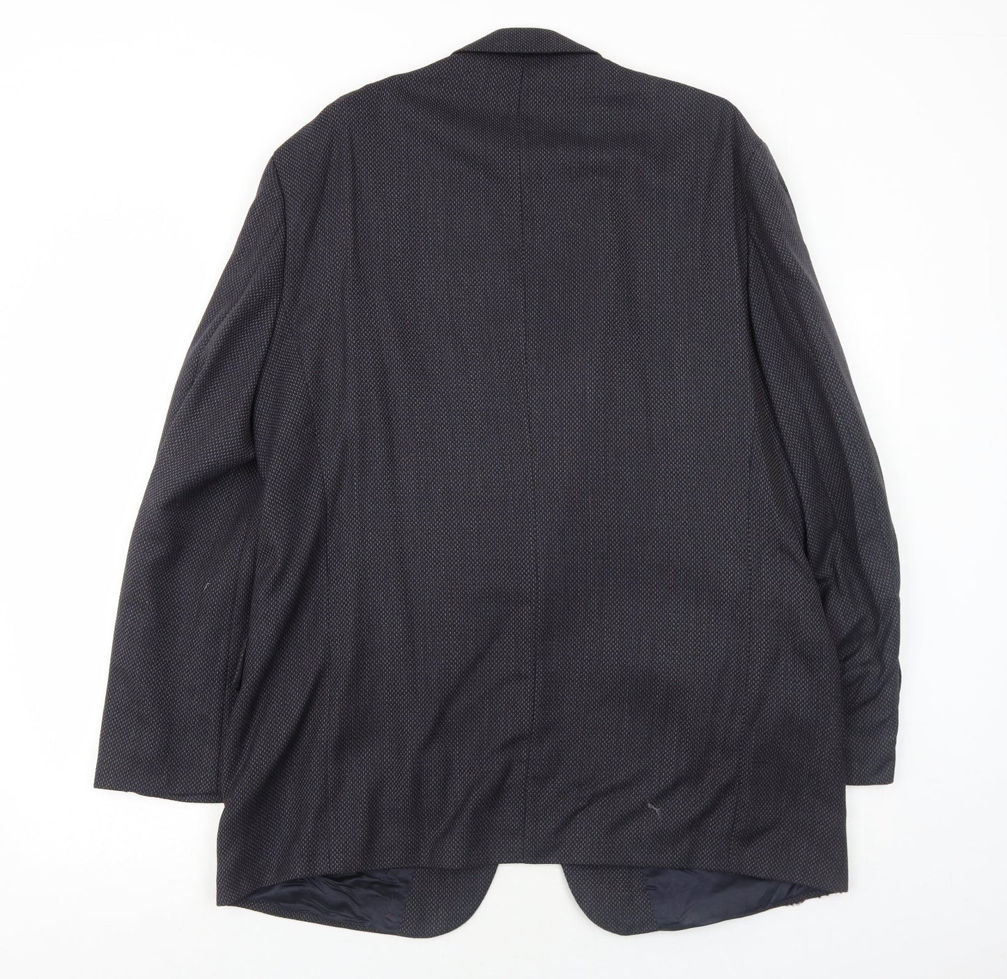 Preworn Mens Blue Geometric Polyester Jacket Suit Jacket Size 44 Regular