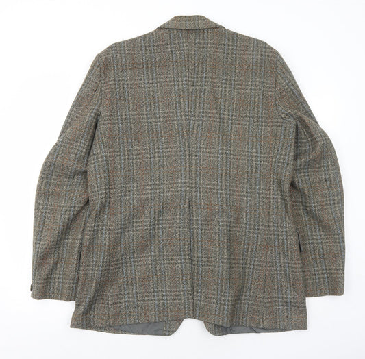 Grendale Mens Brown Plaid Wool Jacket Blazer Size 42 Regular