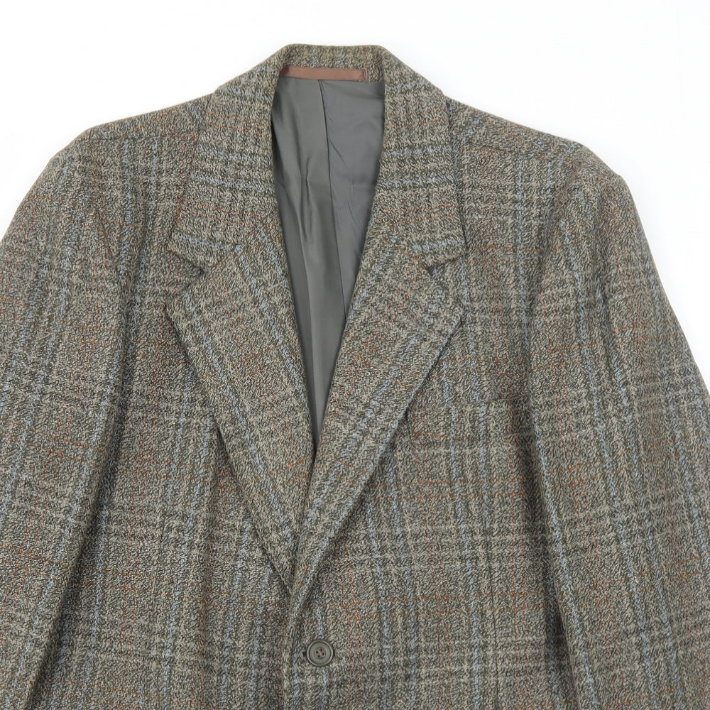 Grendale Mens Brown Plaid Wool Jacket Blazer Size 42 Regular