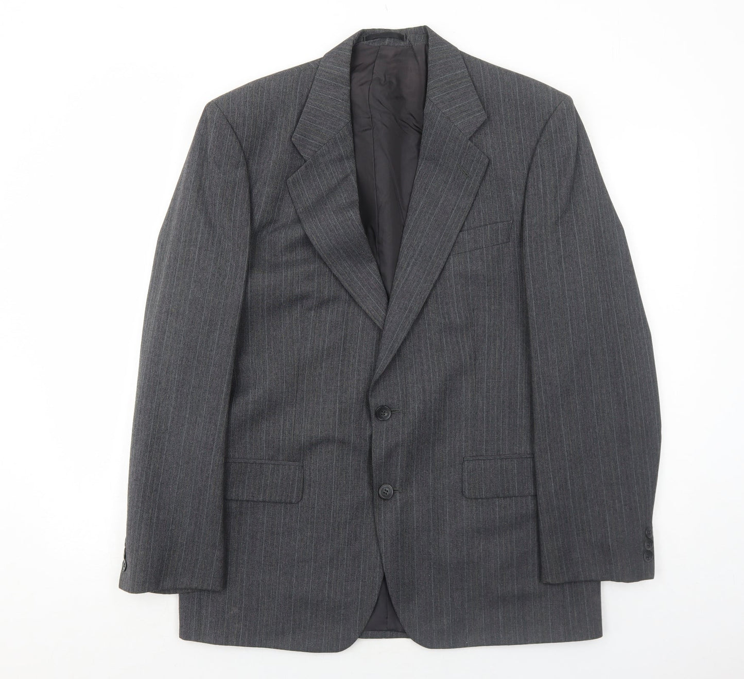 Marks and Spencer Mens Grey Striped Polyester Jacket Suit Jacket Size 40 Regular