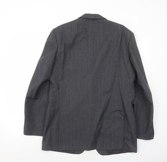 Marks and Spencer Mens Grey Striped Polyester Jacket Suit Jacket Size 40 Regular