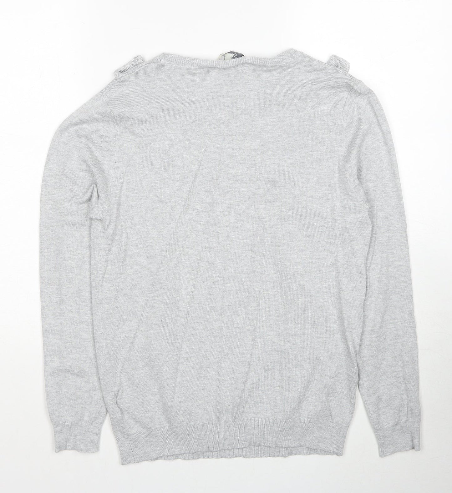 Peacocks Womens Grey Round Neck Viscose Pullover Jumper Size 12