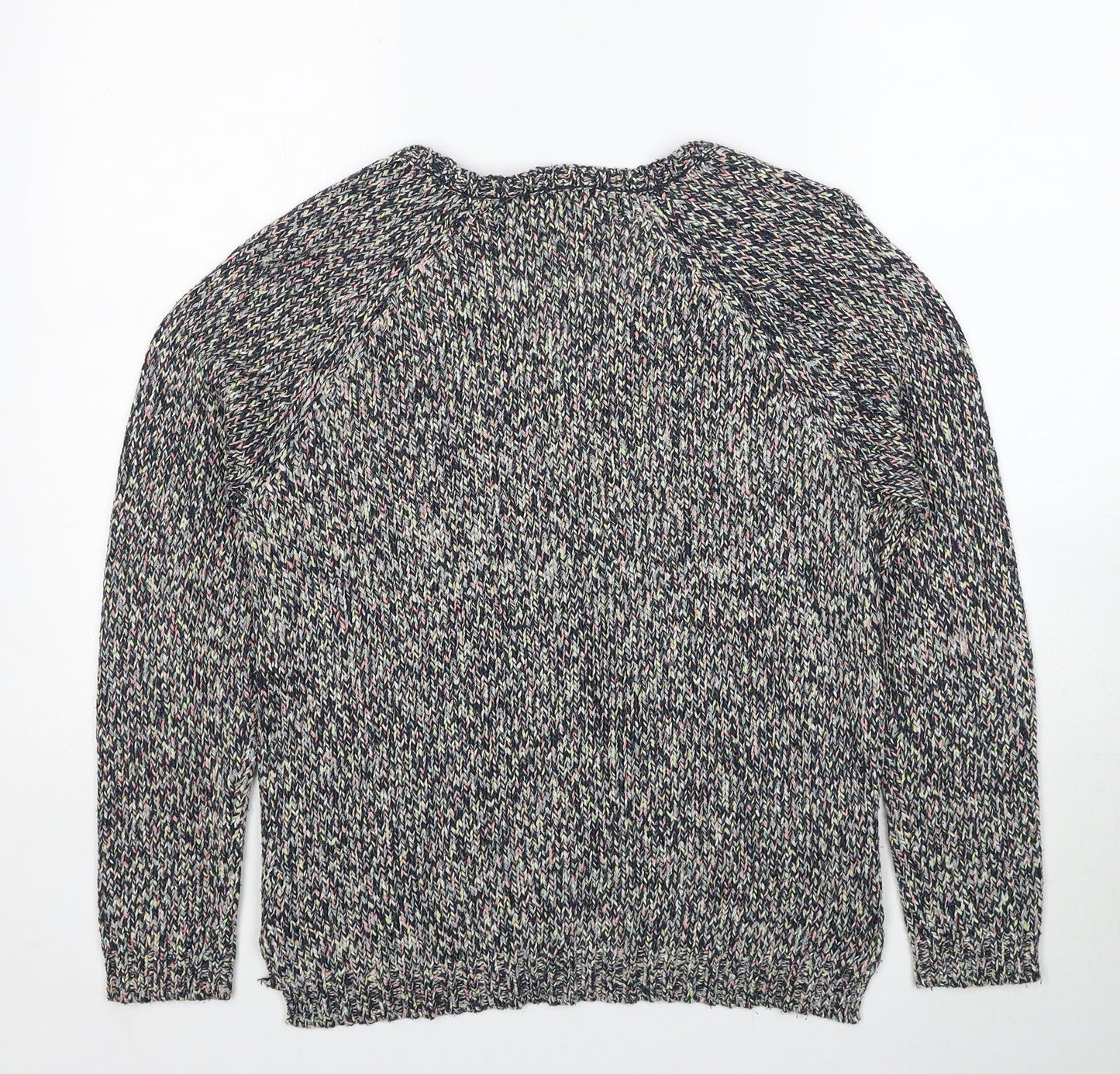 Marks and Spencer Womens Multicoloured V-Neck Acrylic Pullover Jumper Size 8
