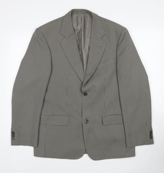 Simon Taylor Mens Beige Geometric Polyester Jacket Blazer Size 38 Regular