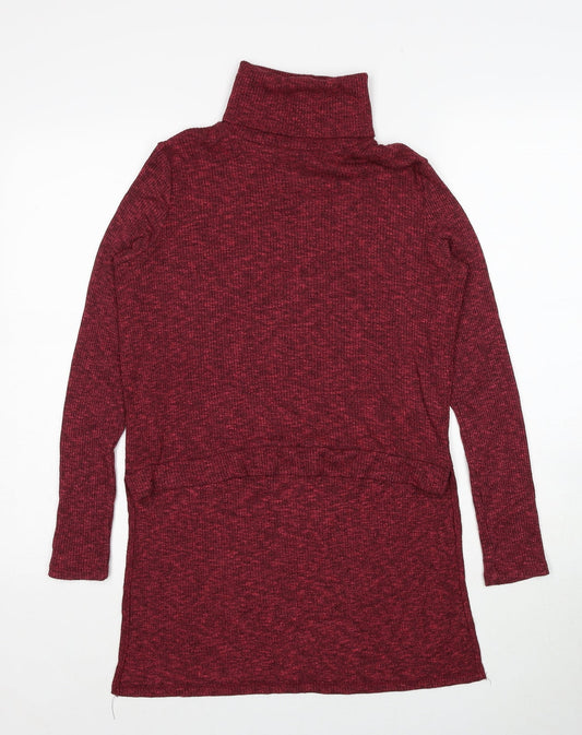 Bershka Girls Red Roll Neck Viscose Pullover Jumper Size S Pullover