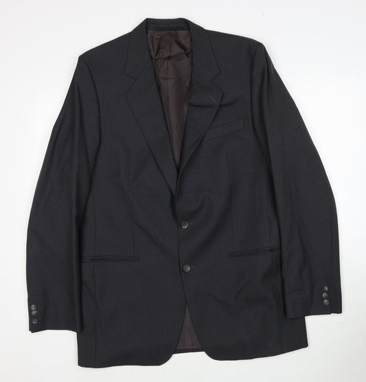 Cuningham Mens Grey Striped Polyester Jacket Suit Jacket Size 42 Regular