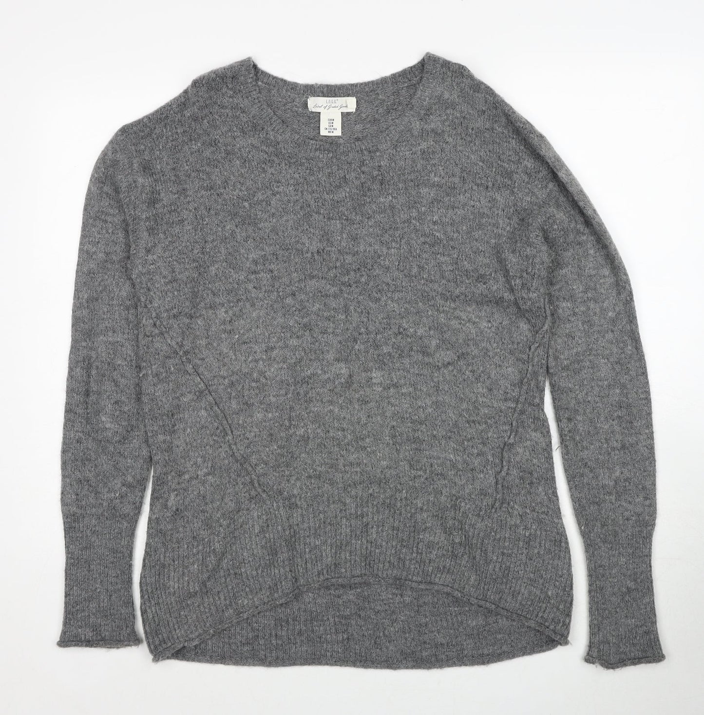 H&M Womens Grey Round Neck Acetate Pullover Jumper Size M