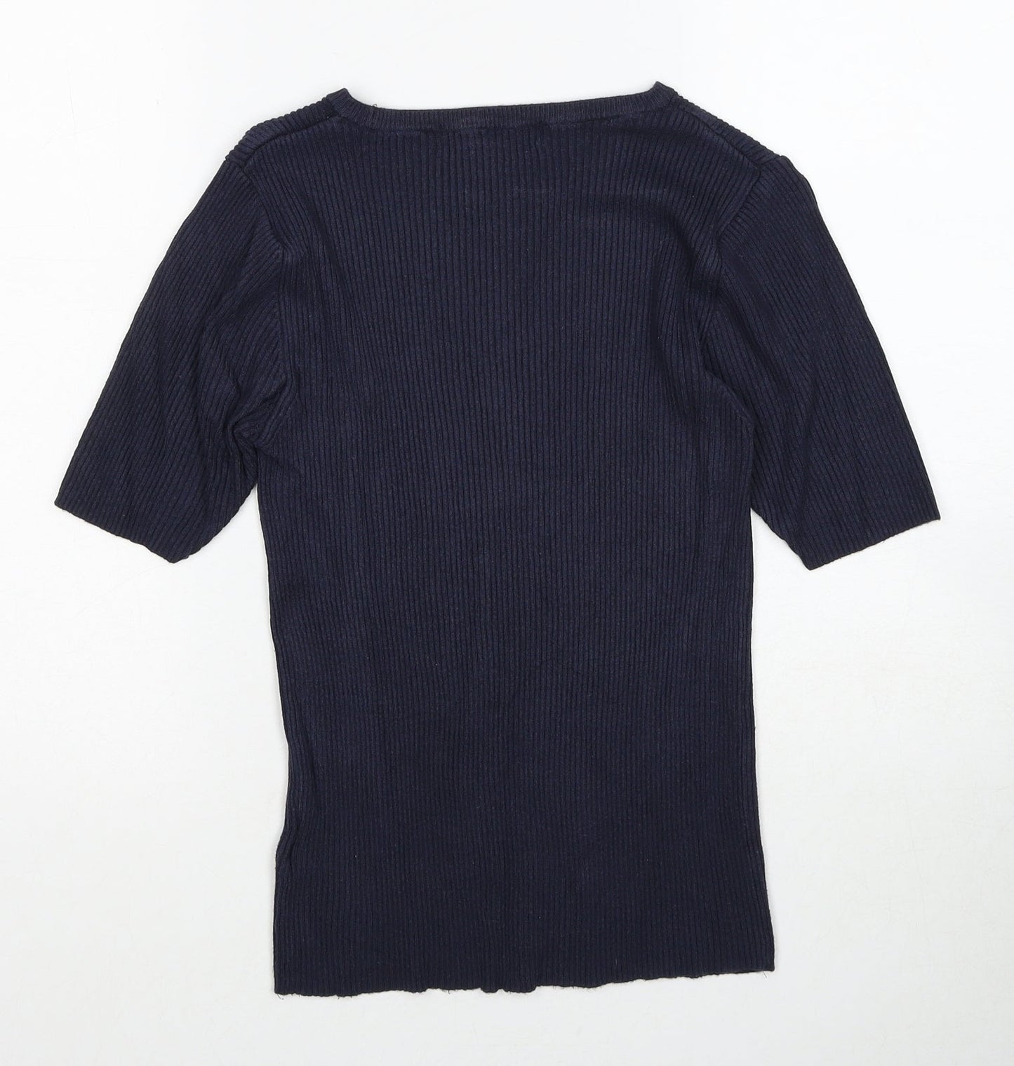 Marks and Spencer Womens Blue Round Neck Viscose Pullover Jumper Size 12