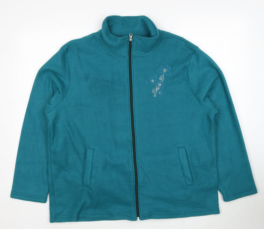 Anne de Lancey Womens Blue Polyester Full Zip Sweatshirt Size L Zip